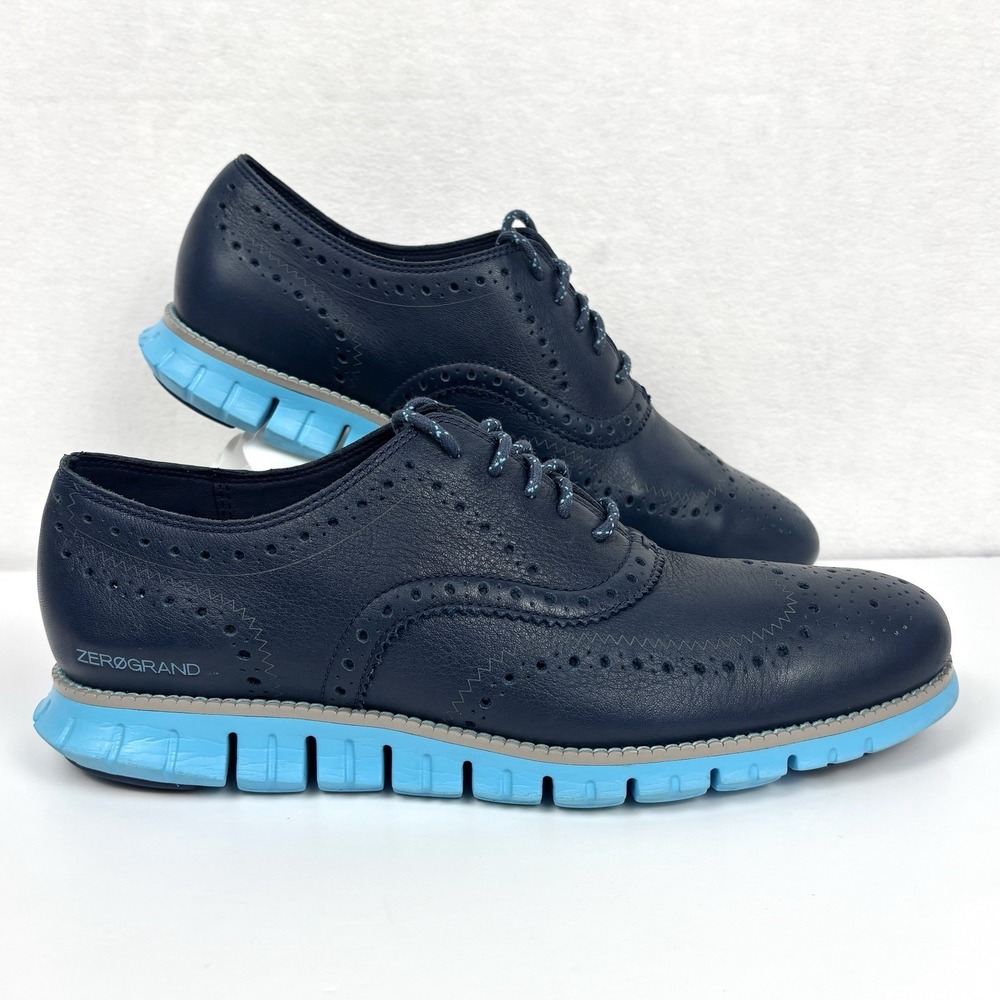 Cole Haan Zerogrand Wingtip Oxford Shoes Men’s 10M Navy Turquoise Blue C34040